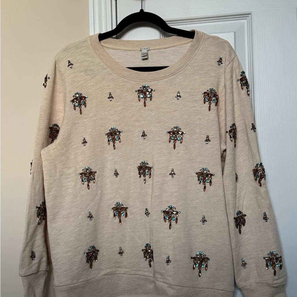 J. Crew Cream Embellished Top